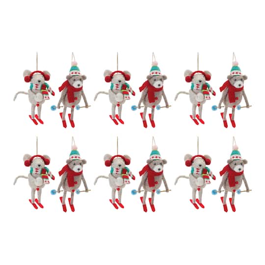 Plush Ski Animal Ornament Set